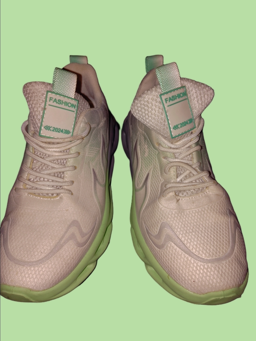 Fashion 2024 Chunky Sneakers in White & Mint Size 38 European 7/1/2 8